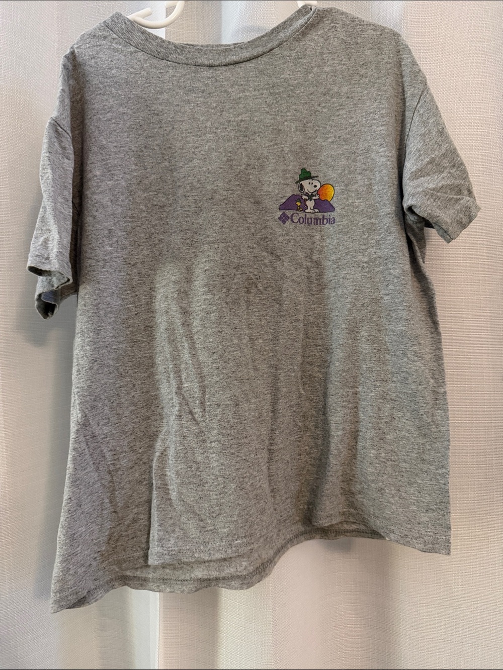 Youth XS Columbia & Peanuts Heather Gray Tee
